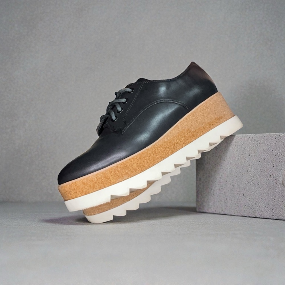 Aldo Black Lace-Up Platform Shoes